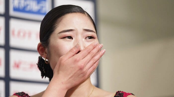 全日本出場を決め、キスクラでは涙を浮かべた