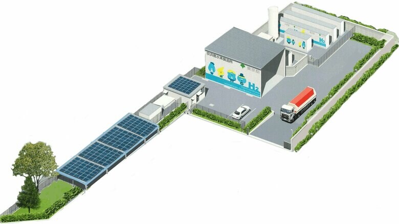 東京都が自前で整備している水素製造工場の完成予想図　提供：東京都