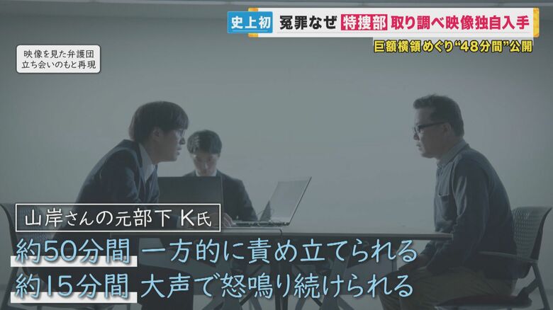 50分間一方的に攻め立て　15分間大声で怒鳴り続ける　※再現映像