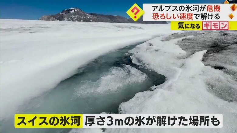 記録的な速さで解けている、アルプスの氷河