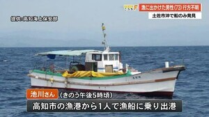 漁に出かけた男性が行方不明 土佐市沖で漁船のみ発見 【高知】