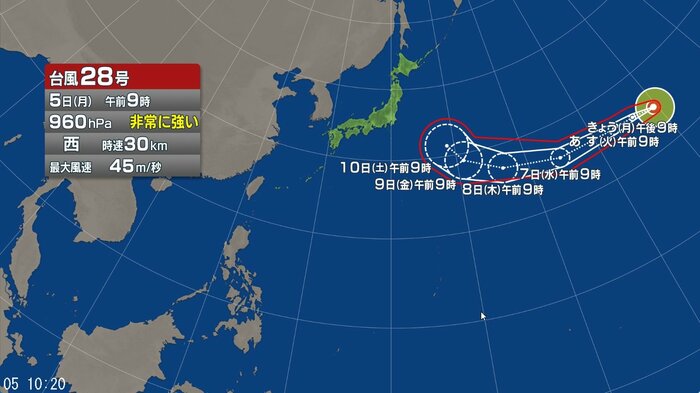 台風28号の進路予想図