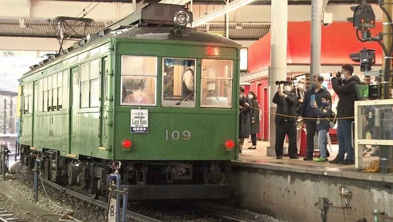 ラストランを終えた「モハ2形109号」(3月21日）