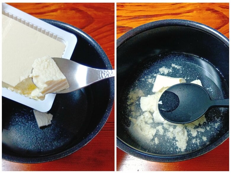 豆腐はスプーンですくったりお玉でくずしたりすれば包丁いらず