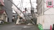 解体工事現場の足場崩落で電柱が傾く…一時840戸停電、ケガ人なし＜北海道旭川市＞<br />