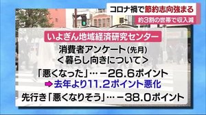 コロナ禍で節約志向強まる 約3割の世帯で収入減【愛媛】