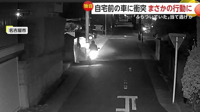 電柱に接触する寸前のバイク（視聴者撮影）