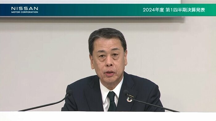 決算説明会に登壇した日産自動車・内田誠社長(2024年7月)