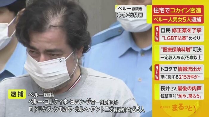 送検されるベルー容疑者(48)(東京・池袋署 12日午前8時半ごろ)