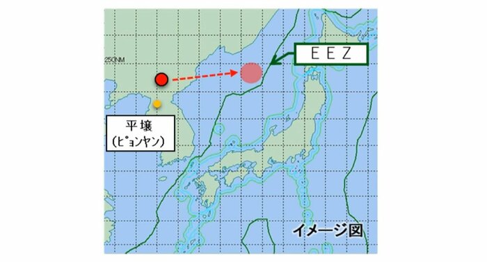 ミサイルの推定落下地点(提供:防衛省)