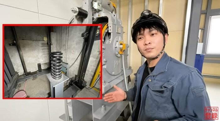 エレベーターの緩衝器(提供:京都エレベータ)