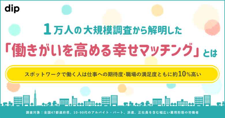 1万人の大規模調査から解明した「働きがいを高める幸せマッチング」とは スポットワークで働く人は仕事への期待度・職場の満足度ともに約10%高い