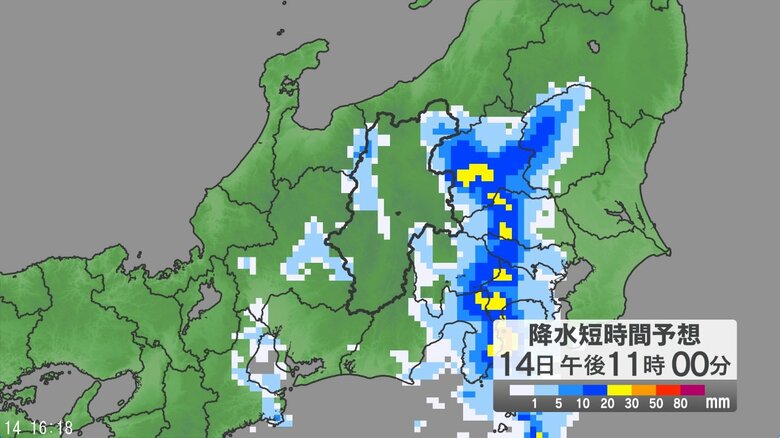 関東甲信地方で「警報級の大雨」となる地域や期間が拡大する可能性　24時間予想降水量は関東地方北部・南部100ミリ、甲信地方・伊豆諸島80ミリ（15日午後6時まで・多い所で）｜FNNプライムオンライン
