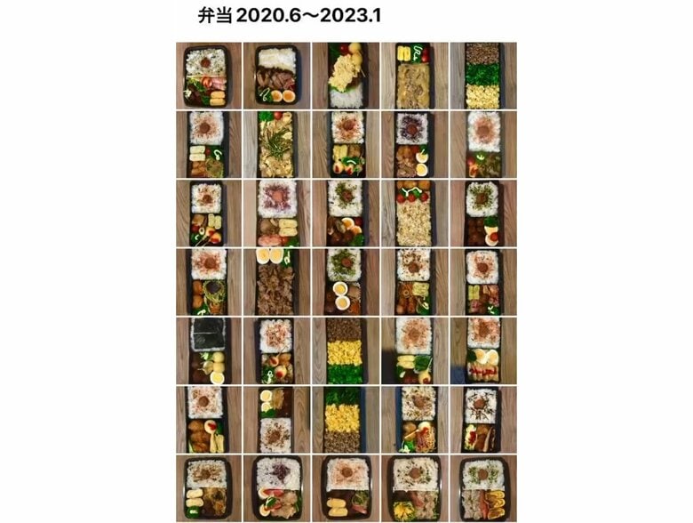 2020年6月からスタートした弁当の記録（提供：えみまる～mogu feltさん）