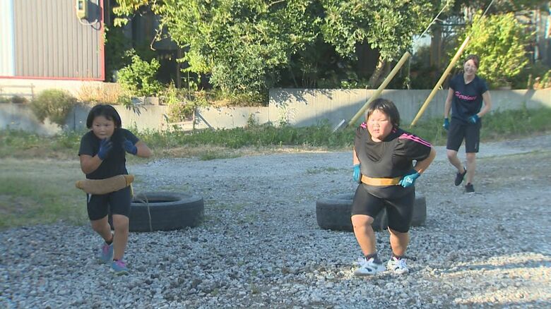 自宅でトレーニング（当時10歳）
