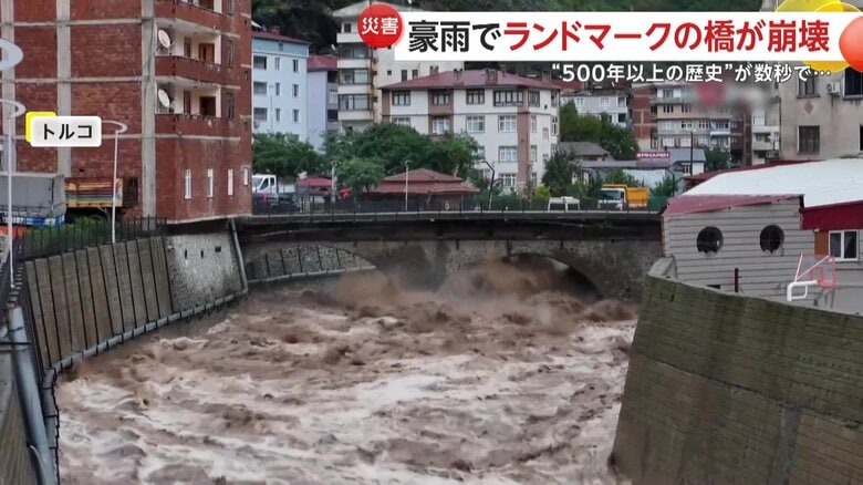 街中にかかる橋にも押し寄せていた大量の水
