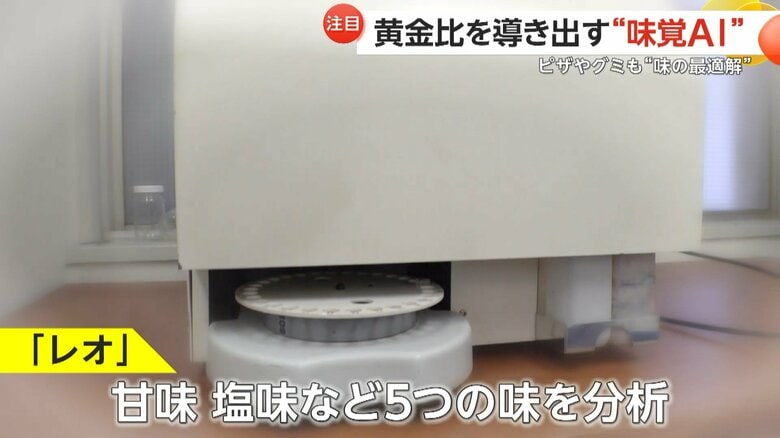 甘味・塩味など5つの“味”を分析できるという「AI味覚センサーレオ」
