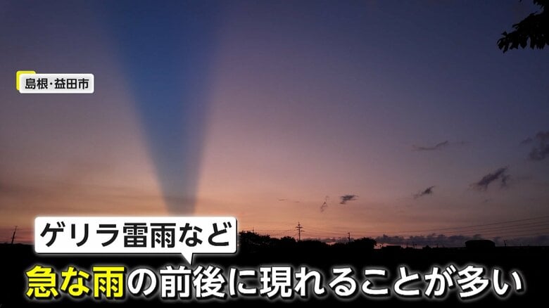 ゲリラ雷雨など、急な雨の前後に現れることが多い