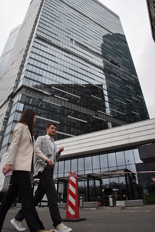 ドローンが突っ込んだモスクワ・シティのビル（2023年8月）