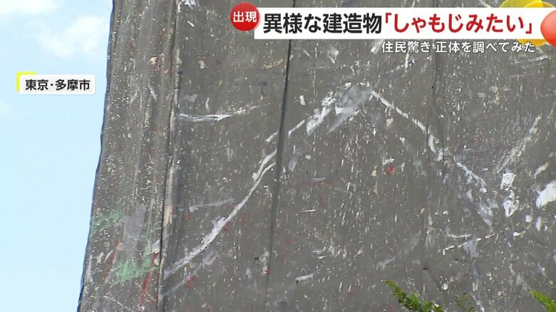 灰色のシートのようなもので覆われた全体