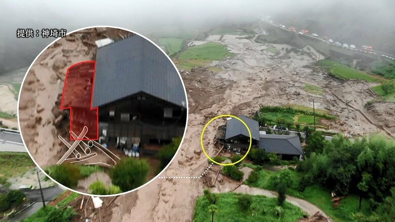 福成さんが動けなくなっていた倉庫を流木が襲った