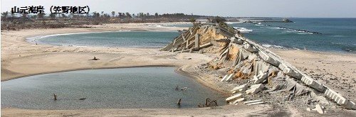 東日本大震災による海岸堤防被災状況（宮城県仙台湾南部海岸）国交省HPより