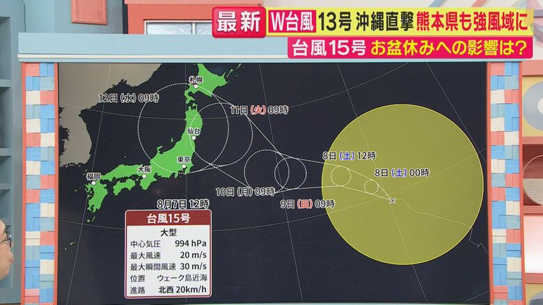 台風15号が東から接近中 （関西テレビ「旬感LIVE とれたてっ！」より）