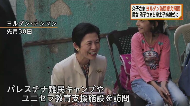 笑顔で子供らと交流される久子さま