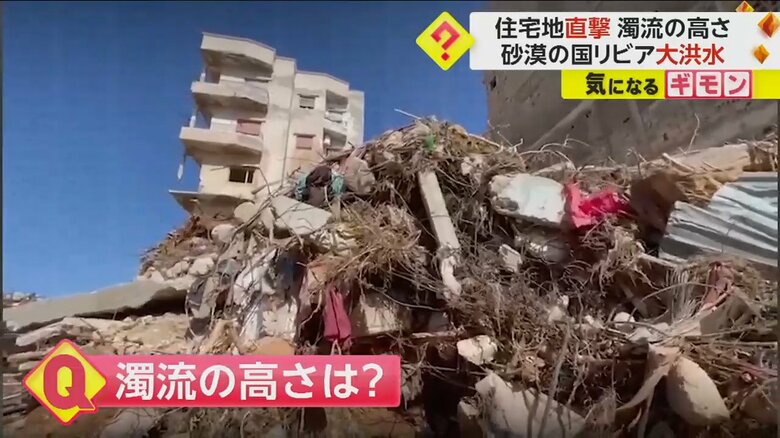 水に押し流されたがれきやゴミ