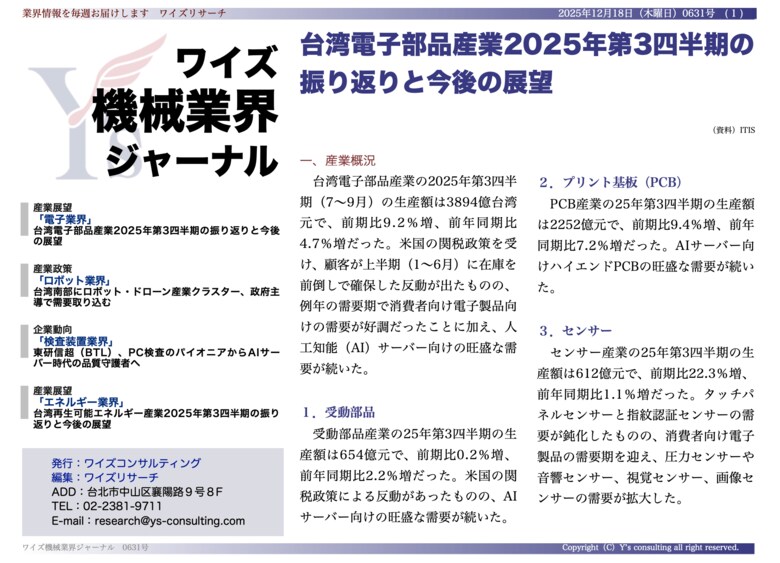【台湾情報】エヌビディアが次世代GPUでCoWoP採用──台湾PCB・材料メーカーに新商機＜ワイズ機械業界ジャーナル2025年12月第3週号発行＞