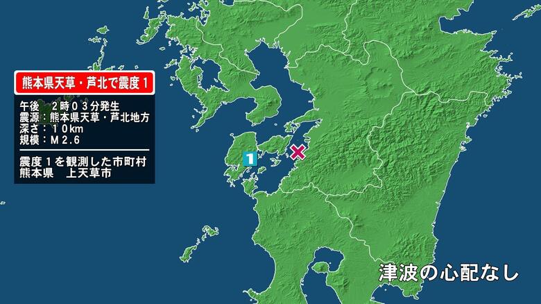 熊本県で最大震度1の地震　熊本県・上天草市｜FNNプライムオンライン