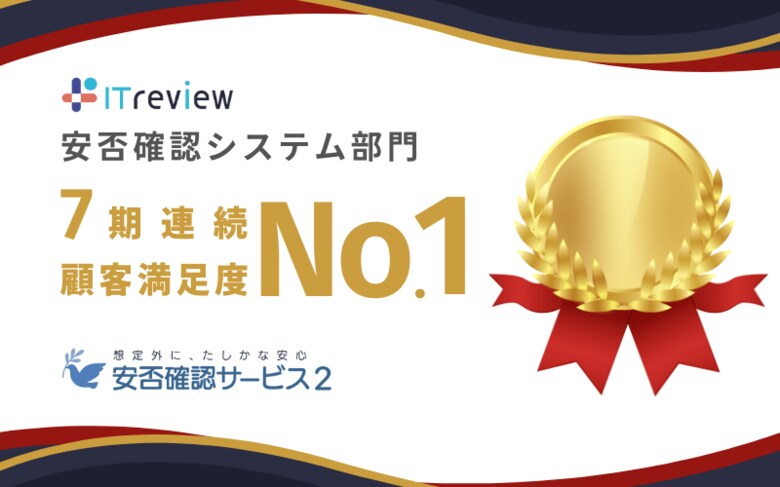 安否確認サービス2が7期連続で顧客満足度No.1に選出|ITreview カテゴリーレポート 2024 Summer 安否確認システム部門