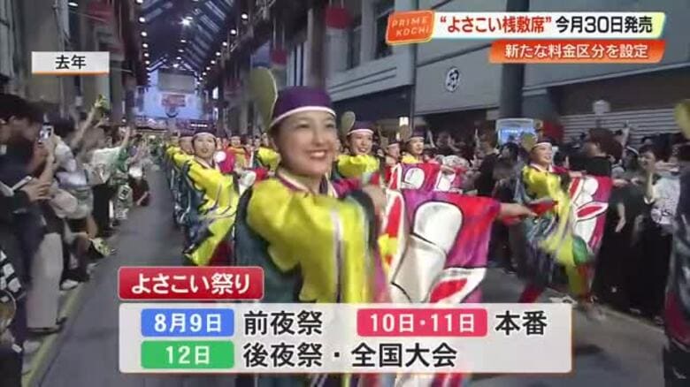 《よさこい祭り》桟敷席　6月30日から一般発売　踊り子去年より1000人増え1.8万人に【高知】｜FNNプライムオンライン