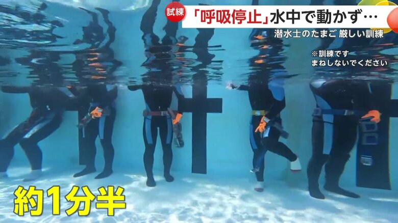 人を救助する潜水士を目指す研修生たちの様子