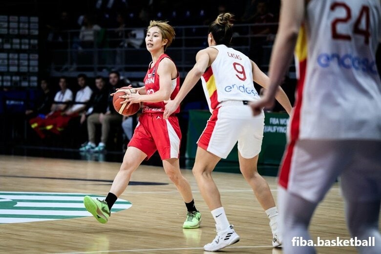 スペイン戦での宮崎早織選手（8日、ハンガリー・ショプロン）