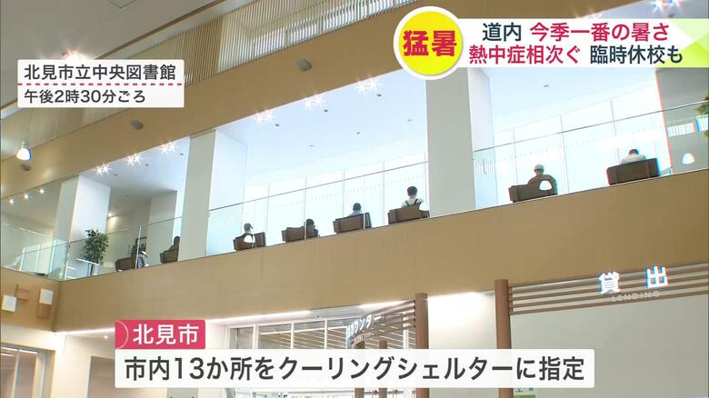 クーリングシェルターに指定された北見市立中央図書館