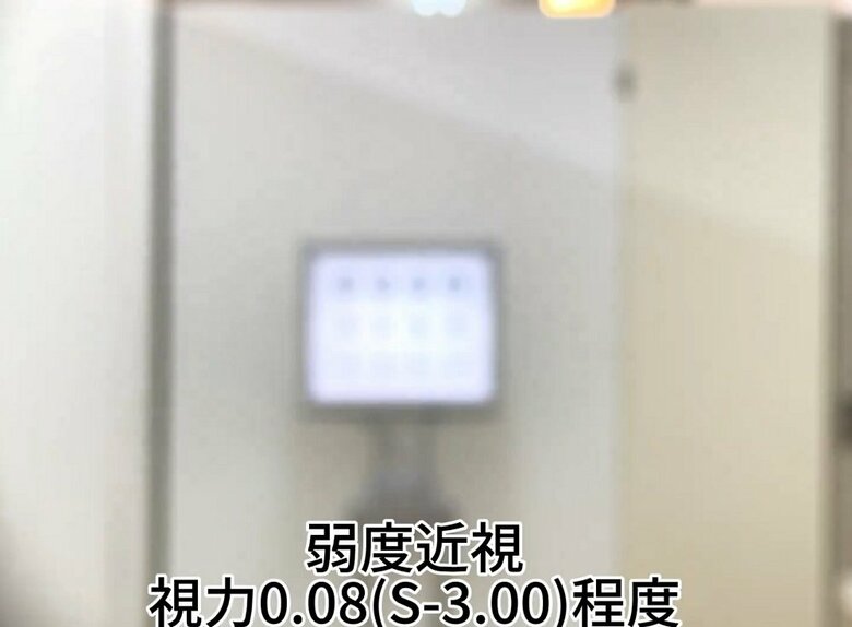 視力0.08の見え方（提供：坂田頼彦店主）