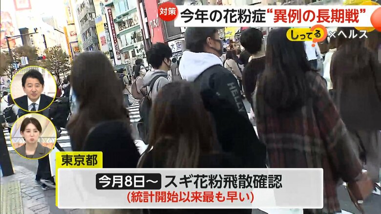 1月8日からスギ花粉の飛散が確認されている東京都