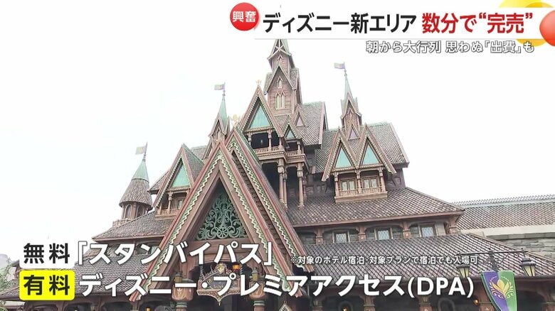 新エリアに入るには、「スタンバイパス」、または「ディズニープレミアアクセス（DPA）」などの入手が必要