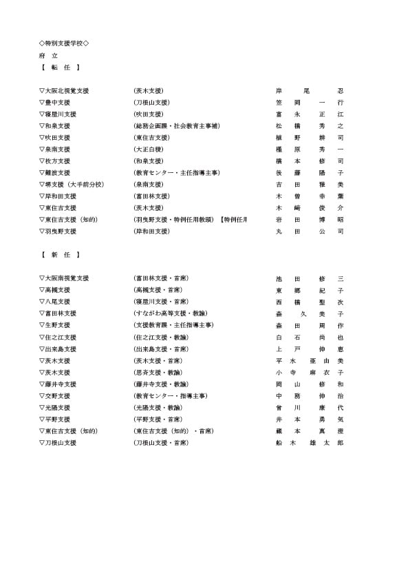 特別支援学校の教頭・転任・新任