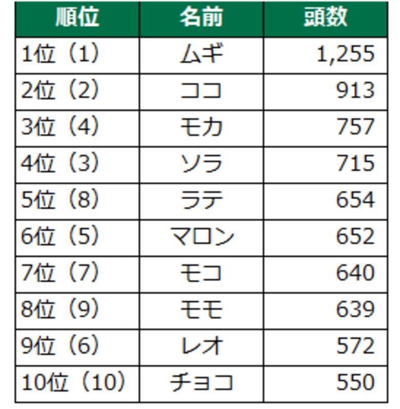 第20回 犬の名前ランキング2024発表!