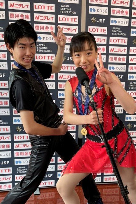 ジュニアアイスダンスでは來田奈央・森田真沙也組が優勝