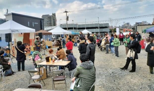 工藤会旧本部跡地は地域の人々が集う場に変わった（昨年12月　写真提供：抱樸）