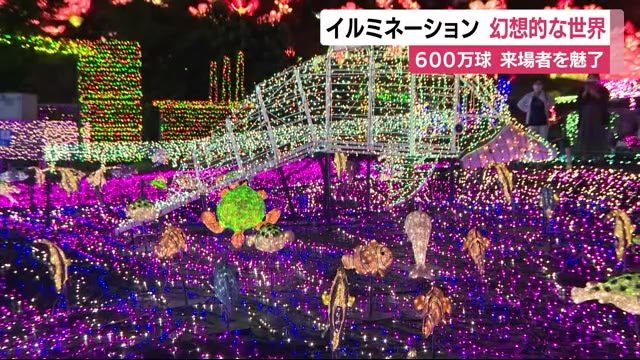 幻想的な世界へ イルミネーション点灯 LED600万球が鮮やかな輝き