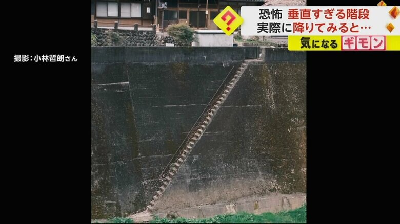 「垂直の階段」を横から撮影した写真。一般的な階段に見える