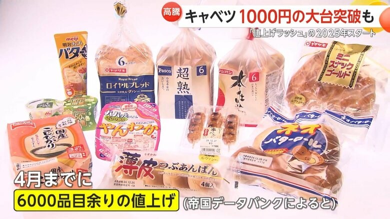 4月までに6000品目あまりが値上げの見通し（帝国データバンク）