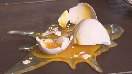 リアルな“生卵”や“ピザ”の斜塔も…「食品サンプル」のアート展【岐阜発】