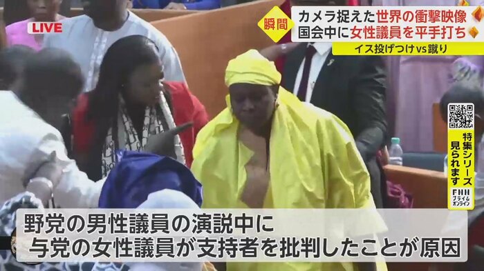 椅子は誰にも当たらず、この日の議会は中断
