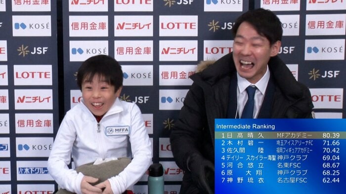 キスクラで喜びを爆発させる日髙