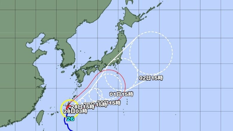 【台風情報】台風26号の進路予想 28日にかけて非常に強い勢力で沖縄地方に接近する見込み 高波に警戒 強風、土砂災害、低い土地の浸水、河川の増水に注意・警戒 |FNNプライムオンライン